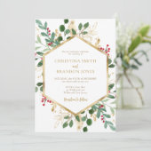 Uitnodiging voor kerstbruiloft (Staand voorkant)