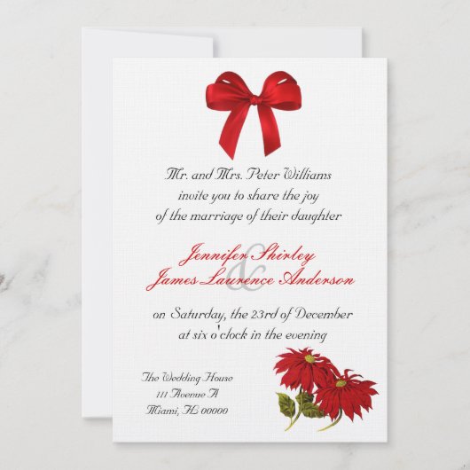 Uitnodiging voor kerstbruiloft in Poinsettia (Voorkant)