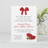 Uitnodiging voor kerstbruiloft in Poinsettia (Staand voorkant)