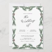 Uitnodiging voor kerstbruiloft met feestdag Greene (Voorkant)