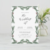 Uitnodiging voor kerstbruiloft met feestdag Greene (Staand voorkant)