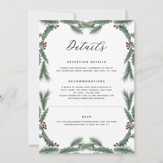 Uitnodiging voor kerstbruiloft met feestdag Greene (Achterkant)