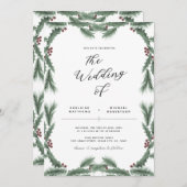 Uitnodiging voor kerstbruiloft met feestdag Greene (Voorkant / Achterkant)