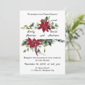 Uitnodiging voor kerstbruiloft met Poinsettia (Staand voorkant)