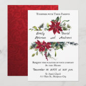 Uitnodiging voor kerstbruiloft met Poinsettia (Voorkant / Achterkant)
