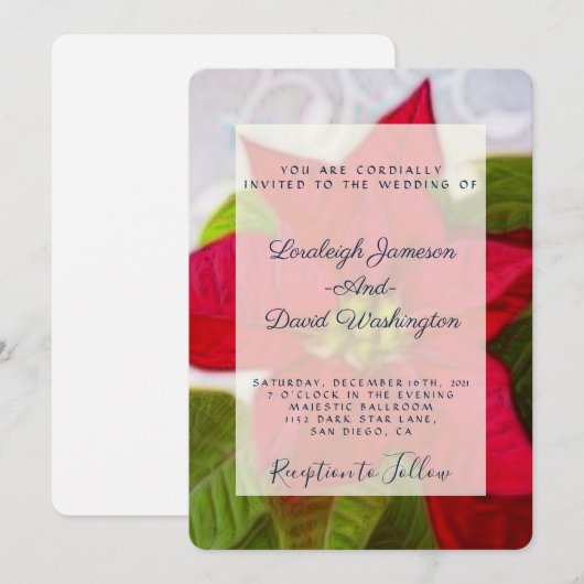 uitnodiging voor kerstbruiloft Poinsettia (Voorkant / Achterkant)
