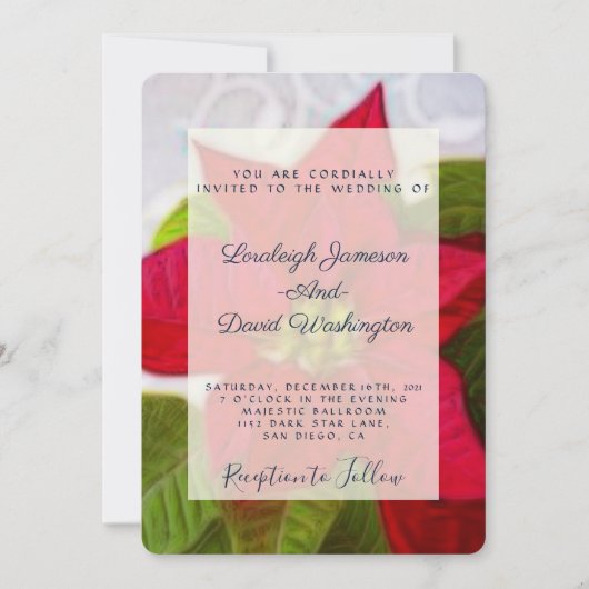uitnodiging voor kerstbruiloft Poinsettia (Voorkant)