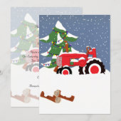 Uitnodiging voor kerstbruiloft van tractor (Voorkant / Achterkant)