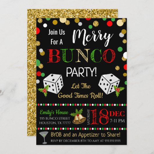 Uitnodiging voor kerstbunco (Voorkant / Achterkant)