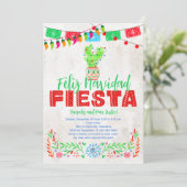 Uitnodiging voor kerstcactus Feliz Navidad (Staand voorkant)
