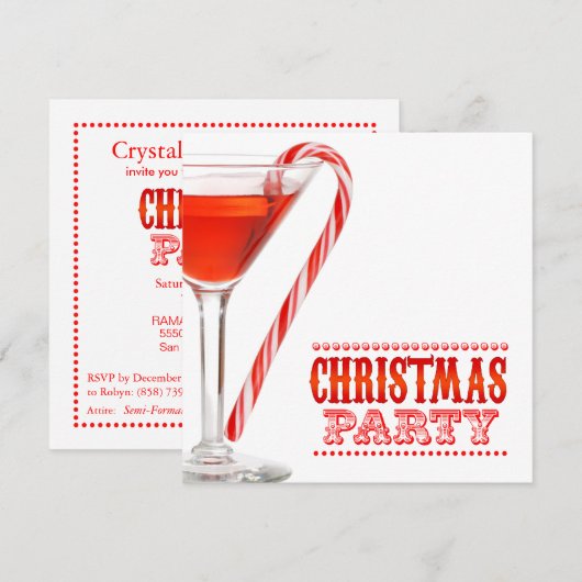 Uitnodiging voor kerstcadeaubonen met suikerriet (Voorkant / Achterkant)