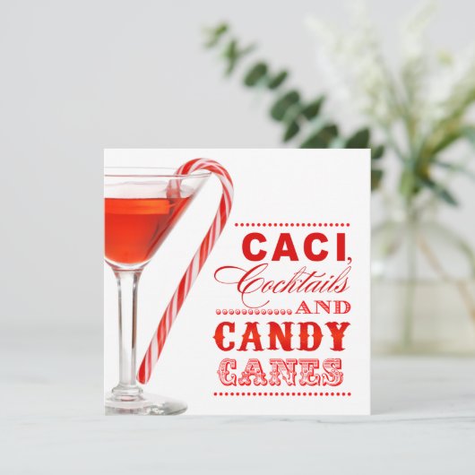 Uitnodiging voor kerstcadeaubonen met suikerriet (Staand voorkant)