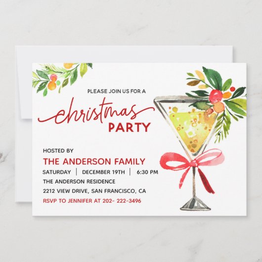 Uitnodiging voor kerstcadeaufeest (Voorkant)