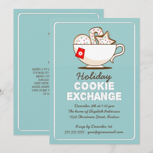 Uitnodiging voor kerstcadeaufeest voor Exchange Ho (Voorkant / Achterkant)