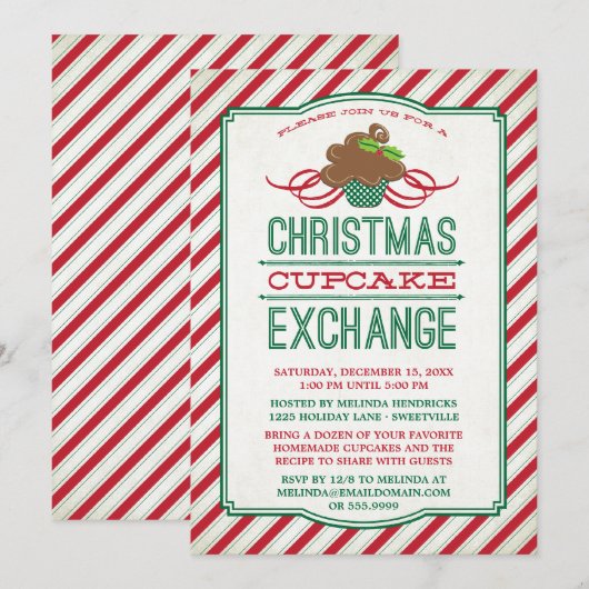 Uitnodiging voor kerstcadeaus voor Exchange Party (Voorkant / Achterkant)