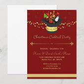 Uitnodiging voor kerstcadeautjes met rode cocktail (Voorkant / Achterkant)