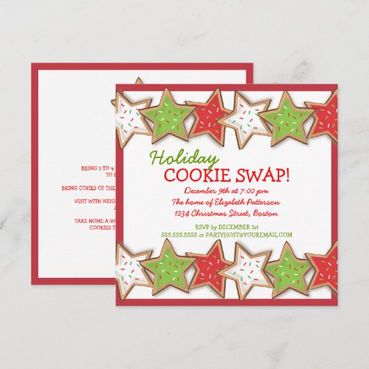 Uitnodiging voor kerstcadeautjes met wisselen (Voorkant / Achterkant)