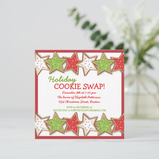 Uitnodiging voor kerstcadeautjes met wisselen (Staand voorkant)