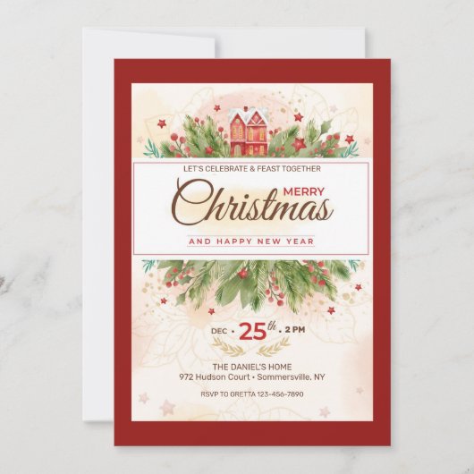 Uitnodiging voor kerstcadeautjes voor feestdagen (Voorkant)