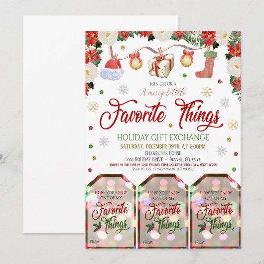 Uitnodiging voor kerstcadeauuitwisseling (Voorkant / Achterkant)