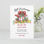 Uitnodiging voor kerstcadeauuitwisseling (Staand voorkant)