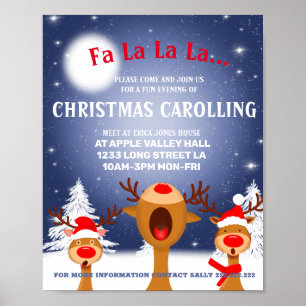 Uitnodiging voor kerstcarol zingende partij poster