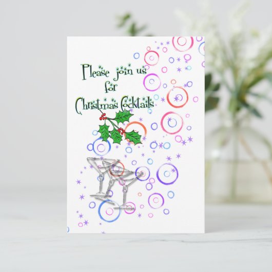 uitnodiging voor kerstcocktails (Staand voorkant)