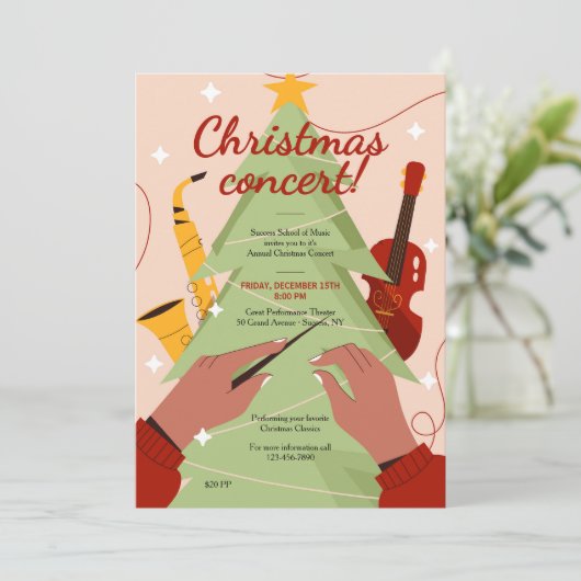 Uitnodiging voor kerstconcert (Staand voorkant)