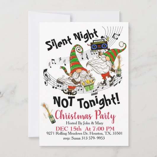 Uitnodiging voor kerstdagen dansende Gnomen (Voorkant)