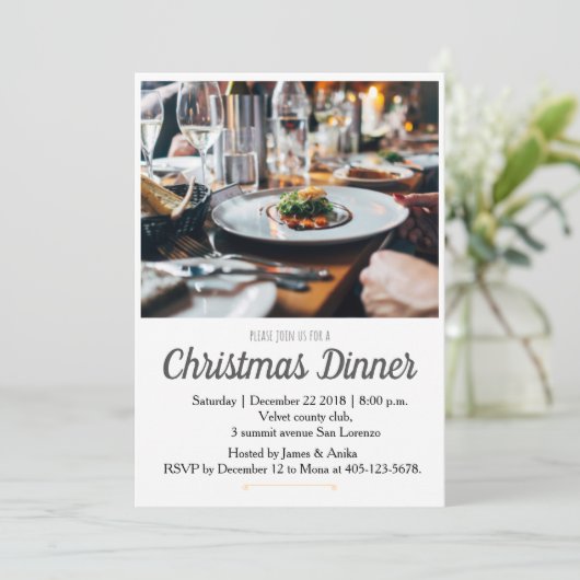 Uitnodiging voor kerstdiner (Staand voorkant)