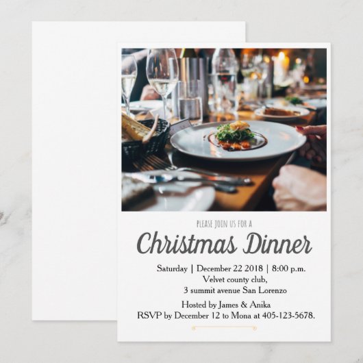 Uitnodiging voor kerstdiner (Voorkant / Achterkant)