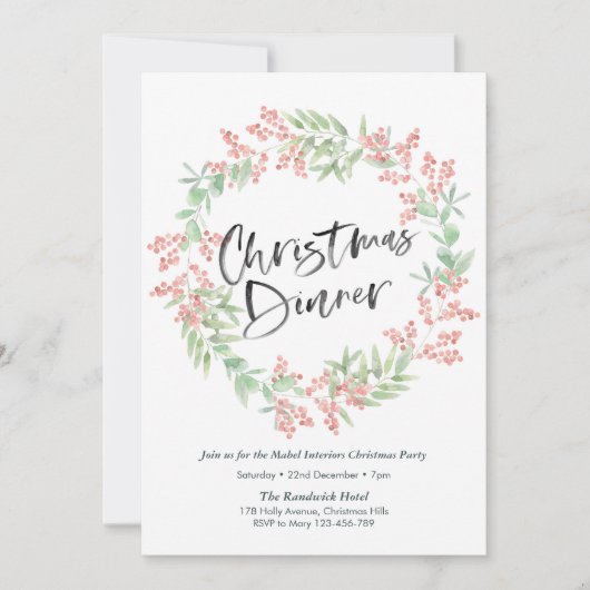 Uitnodiging voor kerstdiner | hulst (Voorkant)