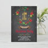 Uitnodiging voor kerstdinermet uit (Staand voorkant)