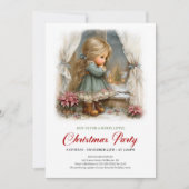 Uitnodiging voor kerstdiners Cute Girl Winter Scen (Voorkant)