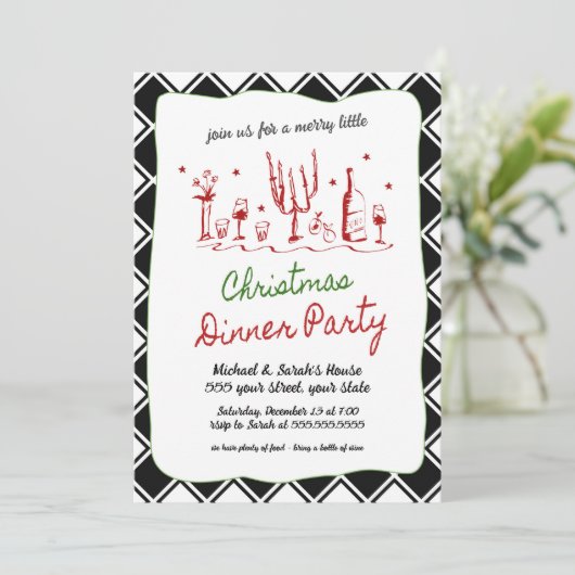 Uitnodiging voor kerstfeest (Staand voorkant)