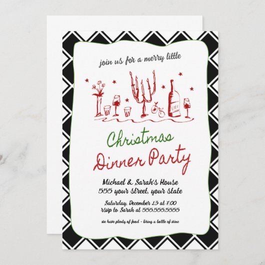 Uitnodiging voor kerstfeest (Voorkant / Achterkant)