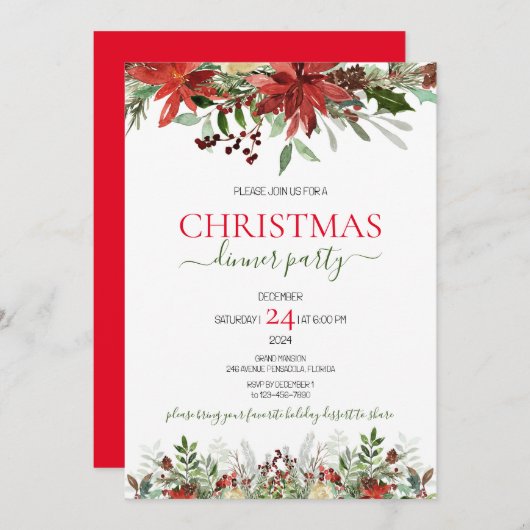 Uitnodiging voor kerstfeest (Voorkant / Achterkant)