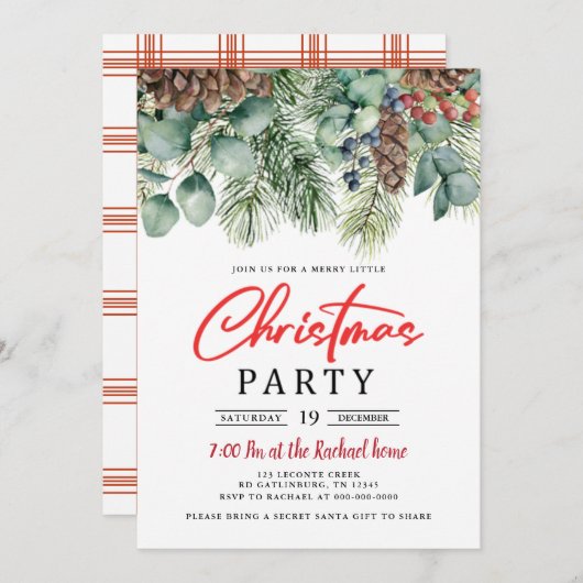 Uitnodiging voor kerstfeest (Voorkant / Achterkant)