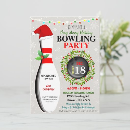 Uitnodiging voor kerstfeest (Staand voorkant)