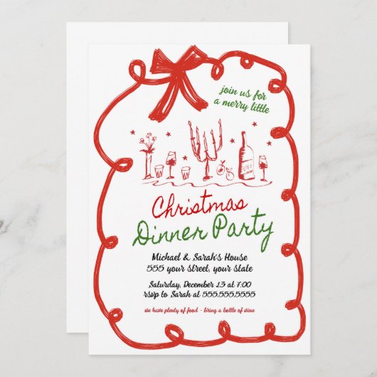 Uitnodiging voor kerstfeest (Voorkant / Achterkant)