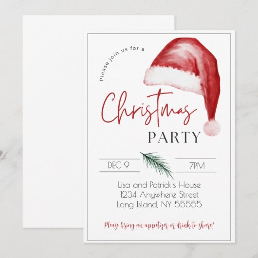 Uitnodiging voor kerstfeest - 5 x 7 (Voorkant / Achterkant)