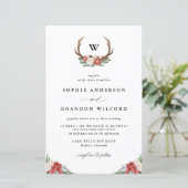 Uitnodiging voor kerstfeest Antler Wreath Winter W (Staand voorkant)