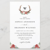 Uitnodiging voor kerstfeest Antler Wreath Winter W (Voorkant)