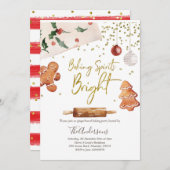 Uitnodiging voor Kerstfeest 'Baking Spirits Bright (Voorkant / Achterkant)