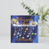 Uitnodiging voor kerstfeest Baubles (Staand voorkant)