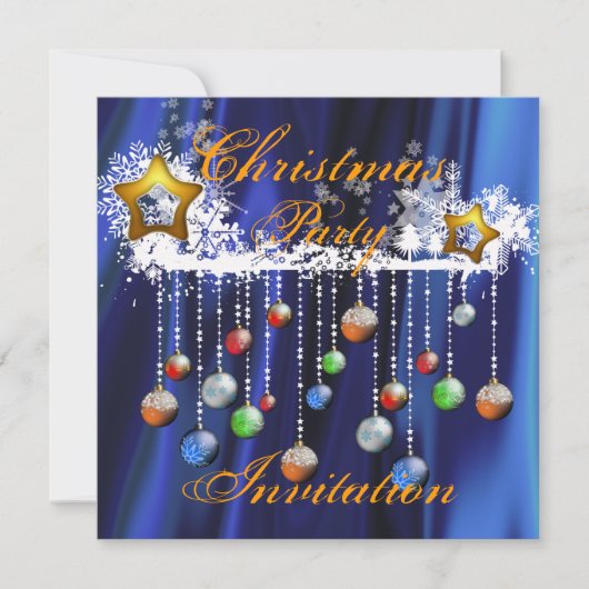 Uitnodiging voor kerstfeest Baubles (Voorkant)