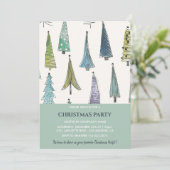Uitnodiging voor Kerstfeest Bedrijf Cute Trees  (Staand voorkant)