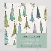 Uitnodiging voor Kerstfeest Bedrijf Cute Trees  (Voorkant / Achterkant)