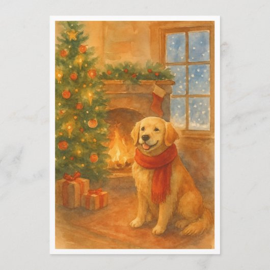 Uitnodiging voor kerstfeest · Cosy Dog Scene (Achterkant)