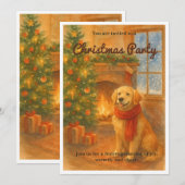 Uitnodiging voor kerstfeest · Cosy Dog Scene (Voorkant / Achterkant)